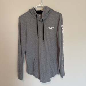 Hollister Men's Gray Blue 100% Cotton Pullover Hoodie